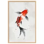 Quadro Decorativo Koi Pintura de Carpa Nishikigoi Laranja no Estilo Sumiê