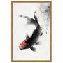 Quadro Decorativo Koi Pintura de Carpa Nishikigoi Preto no Estilo Sumiê