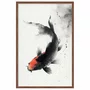 Quadro Decorativo Koi Pintura de Carpa Nishikigoi Preto no Estilo Sumiê