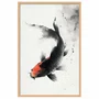 Quadro Decorativo Koi Pintura de Carpa Nishikigoi Preto no Estilo Sumiê