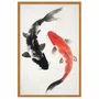 Quadro Decorativo Koi Pintura de Carpas Nishikigoi no Estilo Sumiê