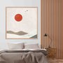 Quadro Decorativo Montanhas Com Sol Vermelho Estilo Japandi