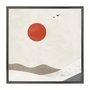 Quadro Decorativo Montanhas Com Sol Vermelho Estilo Japandi