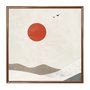 Quadro Decorativo Montanhas Com Sol Vermelho Estilo Japandi