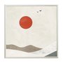 Quadro Decorativo Montanhas Com Sol Vermelho Estilo Japandi