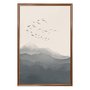 Quadro Decorativo Paisagem Aquarela Pássaros Nas Montanhas Estilo Japandi