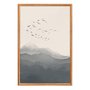 Quadro Decorativo Paisagem Aquarela Pássaros Nas Montanhas Estilo Japandi