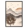 Quadro Decorativo Paisagem Em Aquarela Pôr Do Sol Estilo Japandi