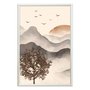 Quadro Decorativo Paisagem Em Aquarela Pôr Do Sol Estilo Japandi