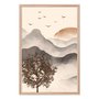 Quadro Decorativo Paisagem Em Aquarela Pôr Do Sol Estilo Japandi
