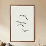 Quadro Decorativo Pássaros Voando Minimalista  Estilo Japandi