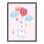 Quadro Decorativo Pequeno Urso Fofo Preso Em Balões Frase: "Love"