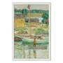 Quadro Decorativo Pintura Embarcação de Ostras, Cos Cob de Childe Hassam
