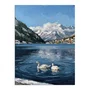 Quadro Decorativo Pintura Lago Alpino