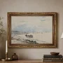 Quadro Decorativo Pintura "Carrinho na Praia de Etretat" de Johan Barthold Jongkind