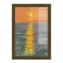 Quadro Decorativo Pintura Pôr do Sol no Mar Estilo Modern Heritage