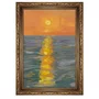Quadro Decorativo Pintura Pôr do Sol no Mar Estilo Modern Heritage