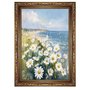 Quadro Decorativo Praia Com Flores Margaridas Vintage