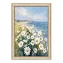 Quadro Decorativo Praia Com Flores Margaridas Vintage
