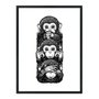 Quadro Decorativo Preto e Branco 3 Macacos Cego Surdo e Mudo