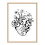Quadro Decorativo Preto e Branco Coração com Flores