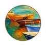 Quadro Decorativo Redondo Barcos Coloridos no Cais