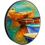 Quadro Decorativo Redondo Barcos Coloridos no Cais