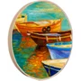 Quadro Decorativo Redondo Barcos Coloridos no Cais