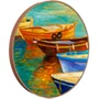 Quadro Decorativo Redondo Barcos Coloridos no Cais