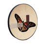 Quadro Decorativo Redondo Borboleta Fita Cinza e Marrom com Moldura em Couro Sintético Quadro Decorativo Redondo Borboleta Fita Cinza e Marrom com Moldura em Couro Sintético