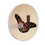 Quadro Decorativo Redondo Borboleta Fita Cinza e Marrom com Moldura em Couro Sintético Quadro Decorativo Redondo Borboleta Fita Cinza e Marrom com Moldura em Couro Sintético