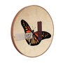 Quadro Decorativo Redondo Borboleta Fita Cinza e Marrom com Moldura em Couro Sintético Quadro Decorativo Redondo Borboleta Fita Cinza e Marrom com Moldura em Couro Sintético
