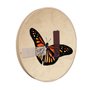 Quadro Decorativo Redondo Borboleta Fita Cinza e Marrom com Moldura em Couro Sintético Quadro Decorativo Redondo Borboleta Fita Cinza e Marrom com Moldura em Couro Sintético
