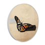 Quadro Decorativo Redondo Borboleta Fita Cinza e Preta com Moldura em Couro Sintético Quadro Decorativo Redondo Borboleta Fita Cinza e Preta com Moldura em Couro Sintético