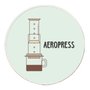 Quadro Decorativo Redondo Café Aeropress com Moldura Filete Flexível