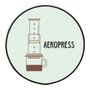 Quadro Decorativo Redondo Café Aeropress com Moldura Filete Flexível