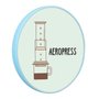 Quadro Decorativo Redondo Café Aeropress com Moldura Filete Flexível