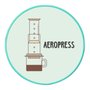 Quadro Decorativo Redondo Café Aeropress com Moldura Filete Flexível