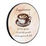 Quadro Decorativo Redondo Café Cappuccino com Moldura em Couro Sintético