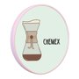 Quadro Decorativo Redondo Café Chemex com Moldura Filete Flexível