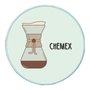 Quadro Decorativo Redondo Café Chemex com Moldura Filete Flexível