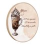 Quadro Decorativo Redondo Café Glace com Moldura em Couro Sintético