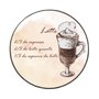 Quadro Decorativo Redondo Café Latte com Moldura em Couro Sintético