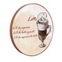 Quadro Decorativo Redondo Café Latte com Moldura em Couro Sintético