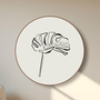 Quadro Decorativo Redondo Folha Costela De Adão Com Moldura Em Couro Sintético Estilo Japandi