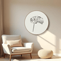 Quadro Decorativo Redondo Folha Costela De Adão Com Moldura Em Couro Sintético Estilo Japandi