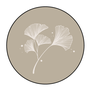 Quadro Decorativo Redondo Folha Ginkgo Biloba Com Moldura Em Couro Sintético Estilo Japandi