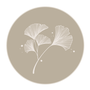 Quadro Decorativo Redondo Folha Ginkgo Biloba Com Moldura Em Couro Sintético Estilo Japandi