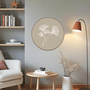 Quadro Decorativo Redondo Folha Ginkgo Biloba Com Moldura Em Couro Sintético Estilo Japandi