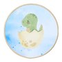 Quadro Decorativo Redondo Infantil Dinossauro Bebê Braquiossauro Fofinho com Moldura Filete Flexível